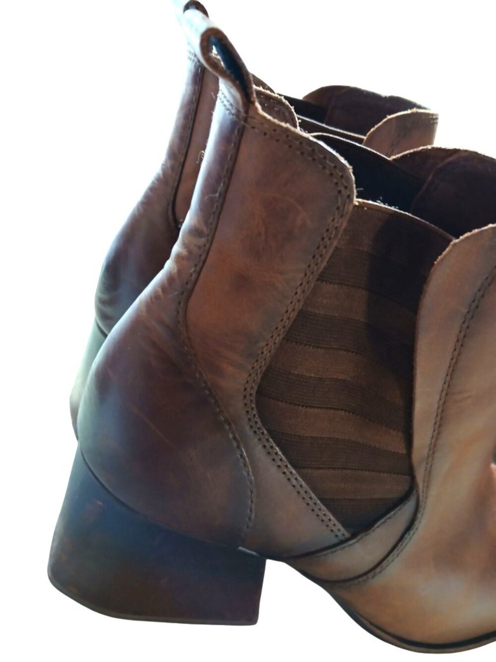 Kork Ease Albin Pull On Chelsea Ankle Boots Size 10 Brown Leather Block Heels - Picture 10 of 13